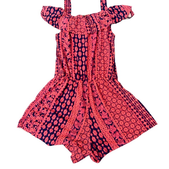 Heart & Arrow Girl’s Navy & Neon Pink Romper Size 10 - Picture 5 of 5